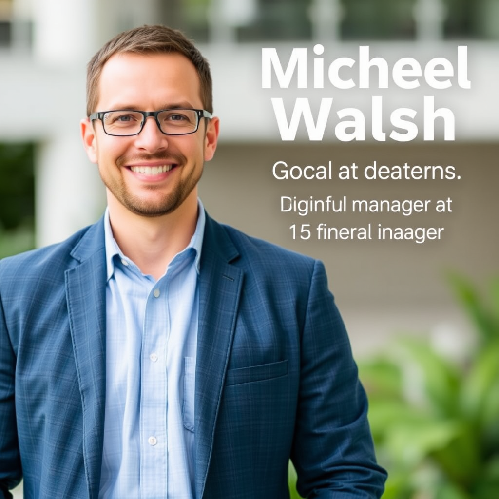 Professional headshot of Michael Walsh, Platform Development Manager with 15 years fintech experience, wearing casual business attire with a friendly expression